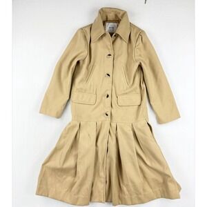Samantha Sipos Kensington Pleated Trench Overcoat‎ Size M Camel Tan Retail $1690